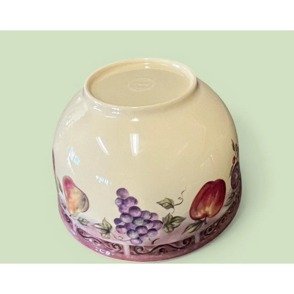 JC Penny Home Collection Multi Fruit Purple Melamine Large‎ Salad Serving Bowl